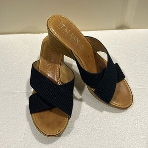 Italian Shoemakers wedge slip on crisscross Sandals made in Italy womens size 8